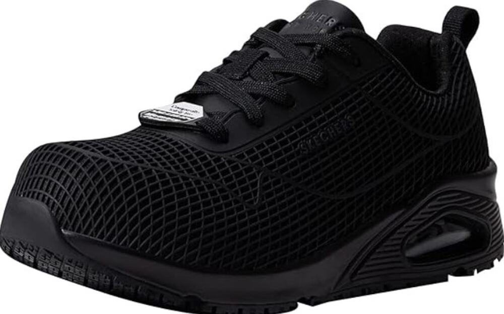 Skechers Work Womens Uno Deloney Shoes Size 5.5 Black Comp Toe NMT SR EH NIB